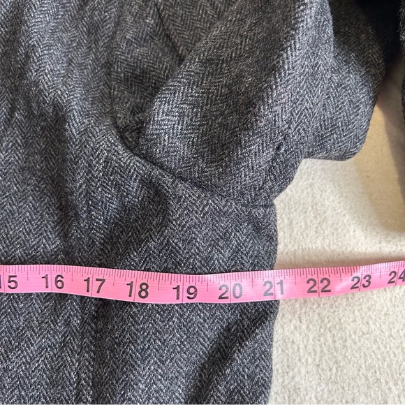 Talbots Jacket Blazer Gray‎ Wool Button Up Herringbone Club Collar Size 16 - Picture 5 of 7